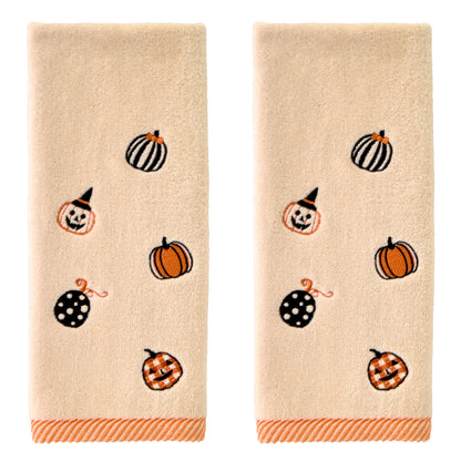 SKL Home - Ensemble de 2 essuie-mains Halloween à motifs de citrouilles pour la salle de bain, la cuisine, le bar ou pour offrir en cadeau