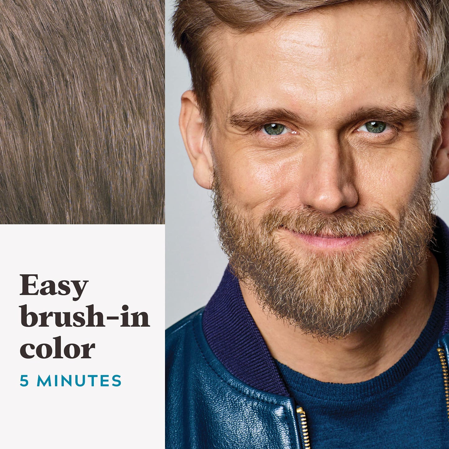 Just For Men Mustache & Beard, Beard Dye for Men with Brush Included for Easy Application, With Biotin Aloe and Coconut Oil for Healthy Facial Hair, Light Brown, M-25 (3 Count)
