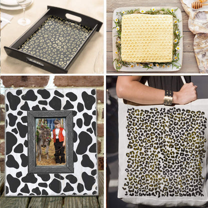 Stencils and Templates for Painting, Baking, Drawing - Stencils for Painting on Wood Signs, Furniture, Walls, Scrapbooking -DIY Cake Stencils for Decorating Includes Leopard Print & Honeycomb Stencil 🍁 All In One Marketplace Canada