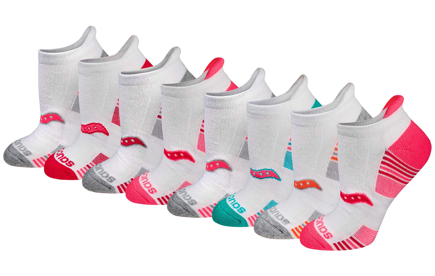Saucony Women's Performance Heel Tab Athletic Socks , White Assorted (8 Pairs), Shoe Size: 7.5-10.5 Saucony