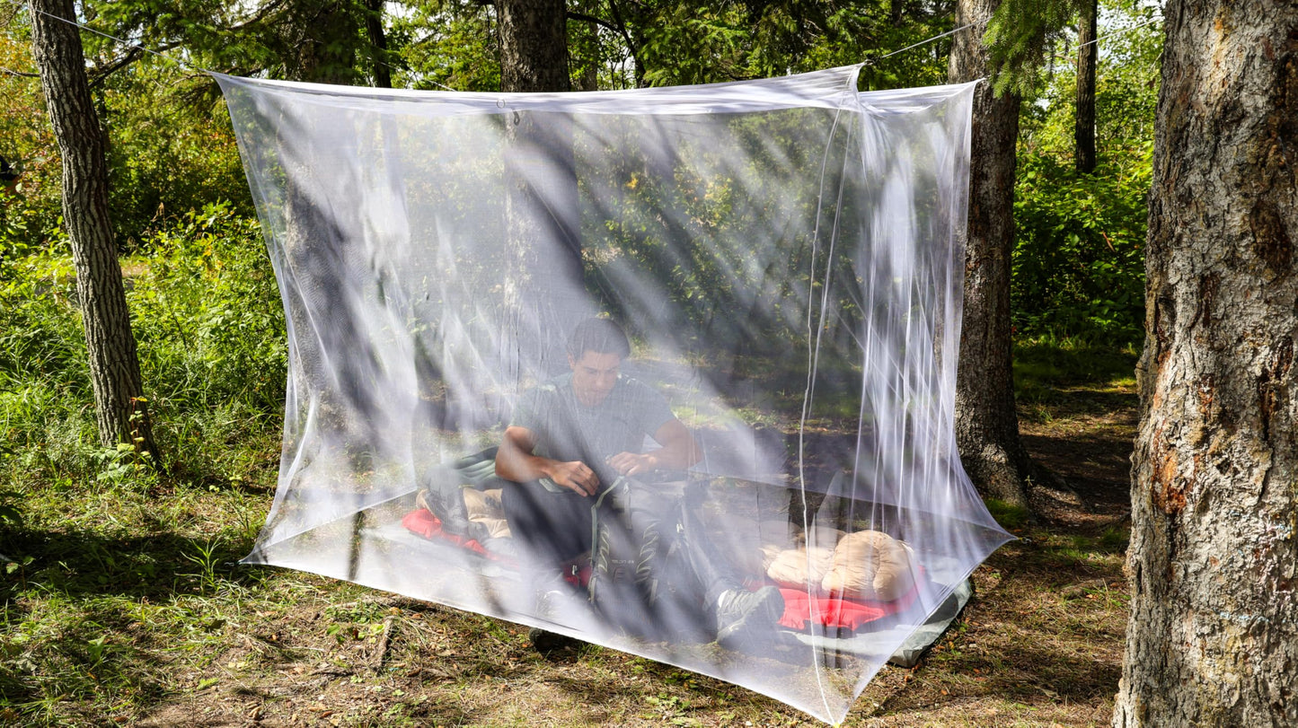 Coghlan's Rectangular Mosquito Net – Lightweight Mesh Canopy for Camping, Travel, and Outdoor Use – Includes Tie Loops, Carry Bag, Twine, Hooks, Anchors, Nails – White, 78" x 32" x 59" Coghlan's