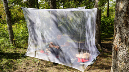 Coghlan's Rectangular Mosquito Net – Lightweight Mesh Canopy for Camping, Travel, and Outdoor Use – Includes Tie Loops, Carry Bag, Twine, Hooks, Anchors, Nails – White, 78" x 32" x 59" Coghlan's