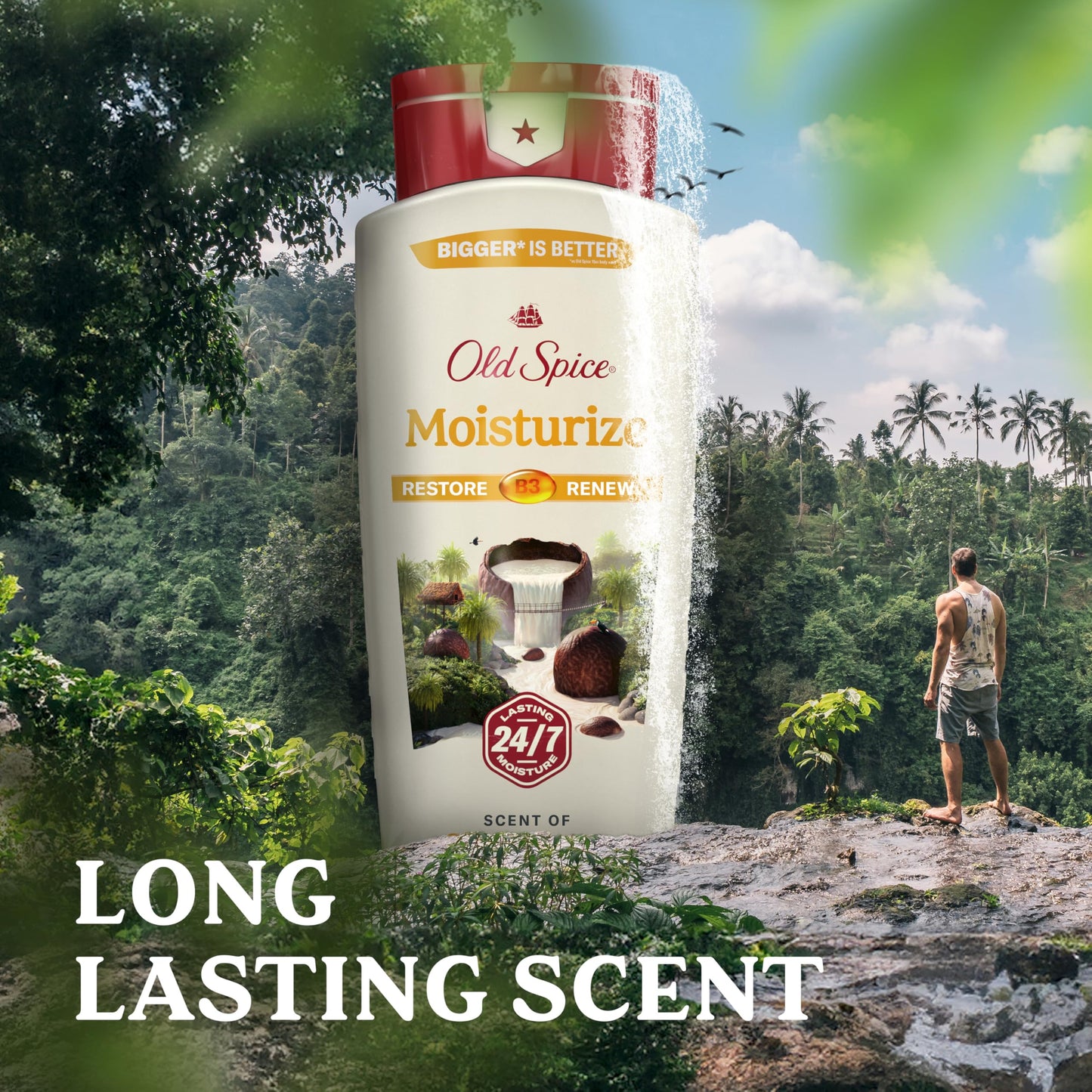 Old Spice Men's Body Wash Moisturize with Shea Butter, 24/7 Moisturization, Gentle on Skin, 2.12 L Total (4 Count of 532 mL Each) Old Spice