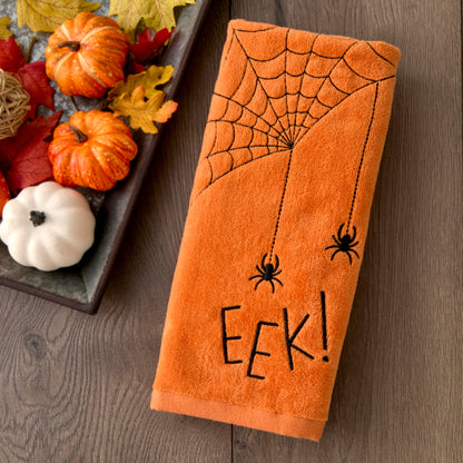 SKL Home Halloween Eek Hand Towel 2 pc Set for Bath/Kitchen/Bar & Gift