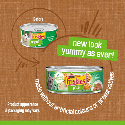 Friskies Chef's Dinner Wet Cat Food, Pate - 156 g Can (24 Pack) Friskies