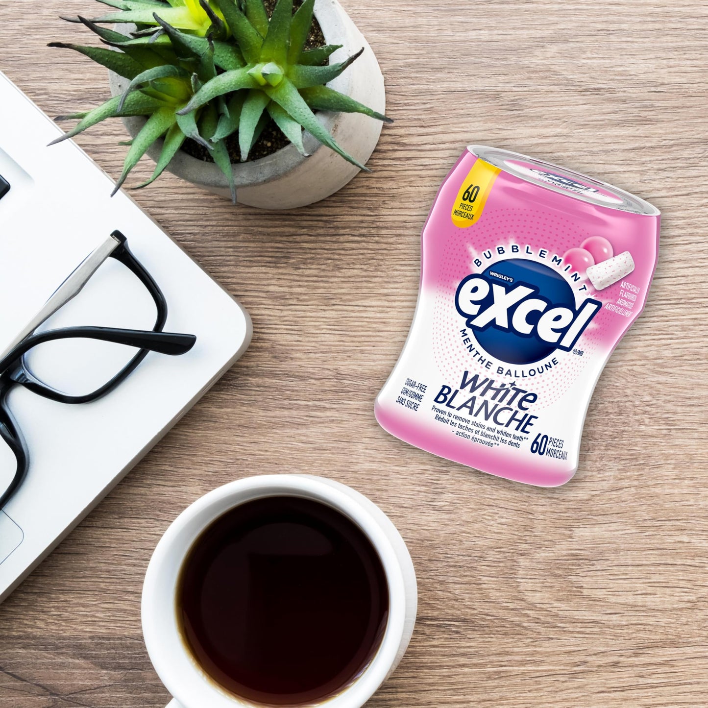 EXCEL White, Bubblemint Flavoured Sugar Free Chewing Gum, 60 Pieces, 6 Bottles - Available at All In One Marketplace Canada