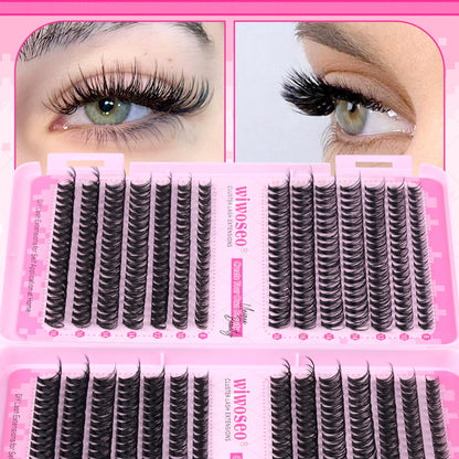 wiwoseo Cluster Eyelash Extensions 560pcs Lash Clusters Wipsy Cluster Lashes D Curl Eyelashes Clusters Individual Lashes DIY Lash Extensions Cluster Eyelash Natural Look Eyelashes (8-16MM) - Available at All In One Marketplace Canada
