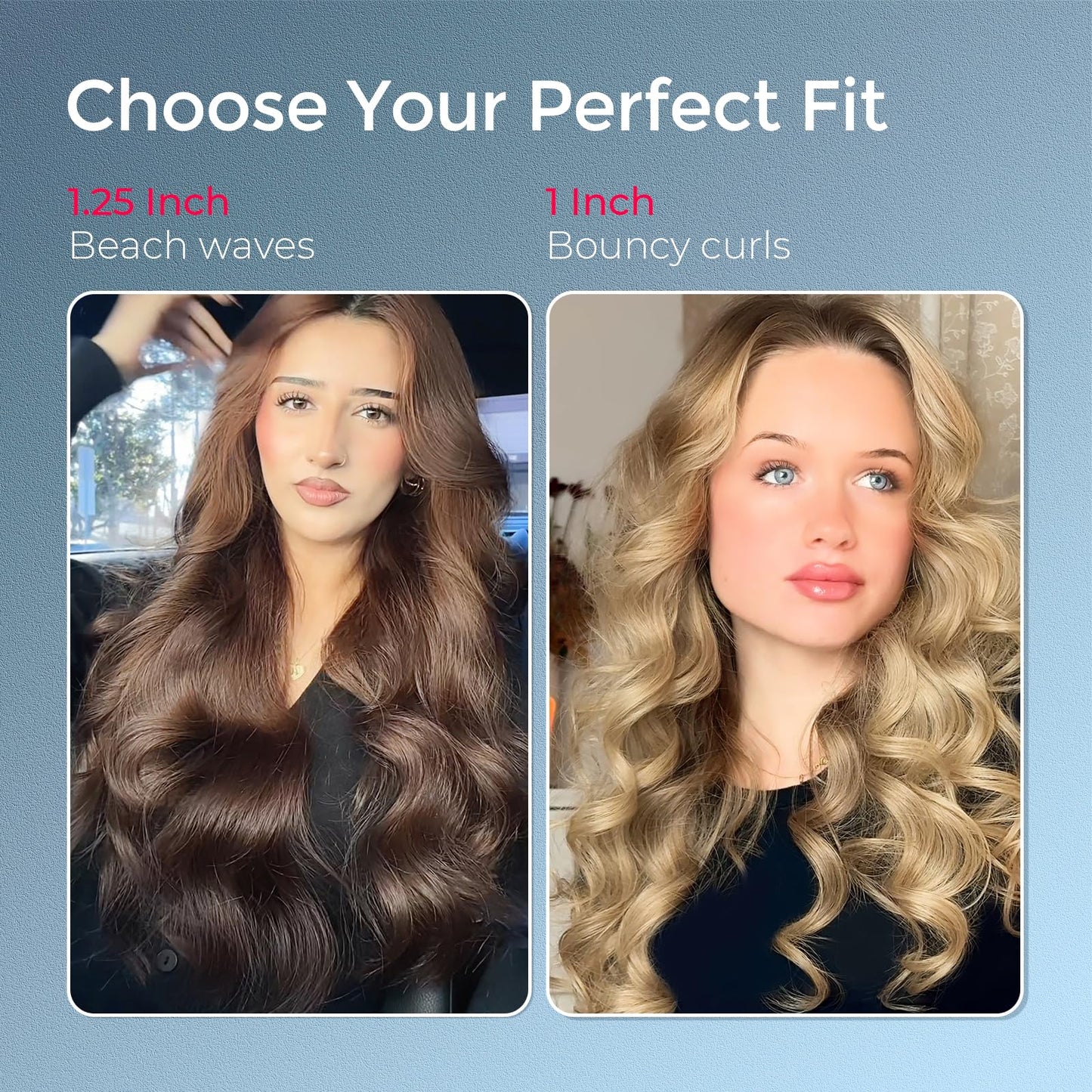 TYMO CURLPRO Automatic Rotating Curling Iron - Beach Waves Curling Wand, Portable Hair Curler, 500 Million Ionic, Dual Voltage & Lightweight for Travel, Ceramic Coating, Metallic Gray 1 1/4 inch - Available at All In One Marketplace Canada