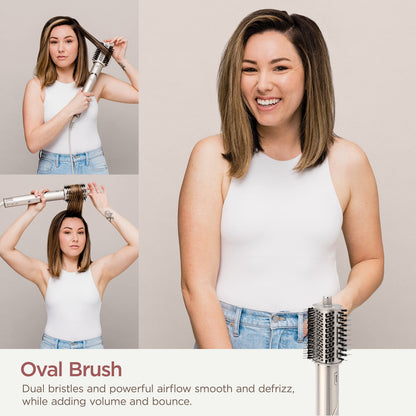 Shark FlexStyle Air Styling & Drying System, Powerful Hair Blow Dryer Multi-Styler Auto-Wrap Curlers, Curl-Defining Diffuser, Oval Brush & Concentrator Attachment, HD435C (Canadian Version), Stone Shark