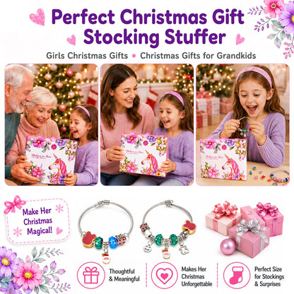 Girls Charm Bracelet Making Kit: Unicorn Toys for Girls Gifts 8-12 Years Old, Birthday Gifts 6 7 8 9 10 Year Old Girl Gift Ideas, Inspires Creativity Art and Crafts for Kids Age 6-8 Jewelry Making Set