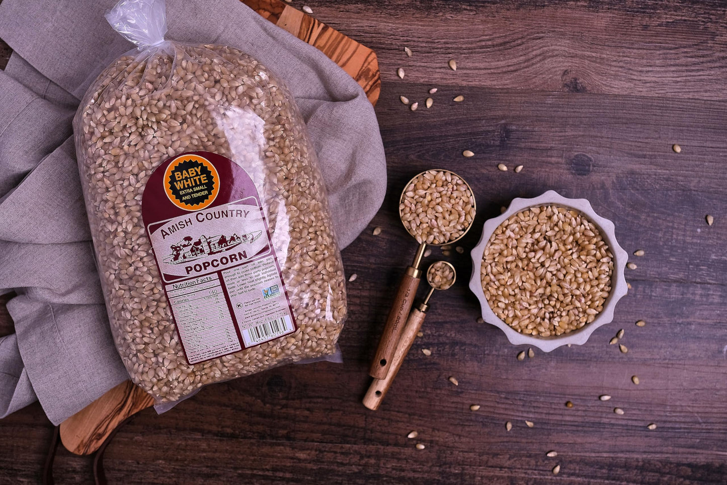 Amish Country Popcorn Baby White Kernels | 6 lb Bulk Bag | Small, Tender & Non-GMO
