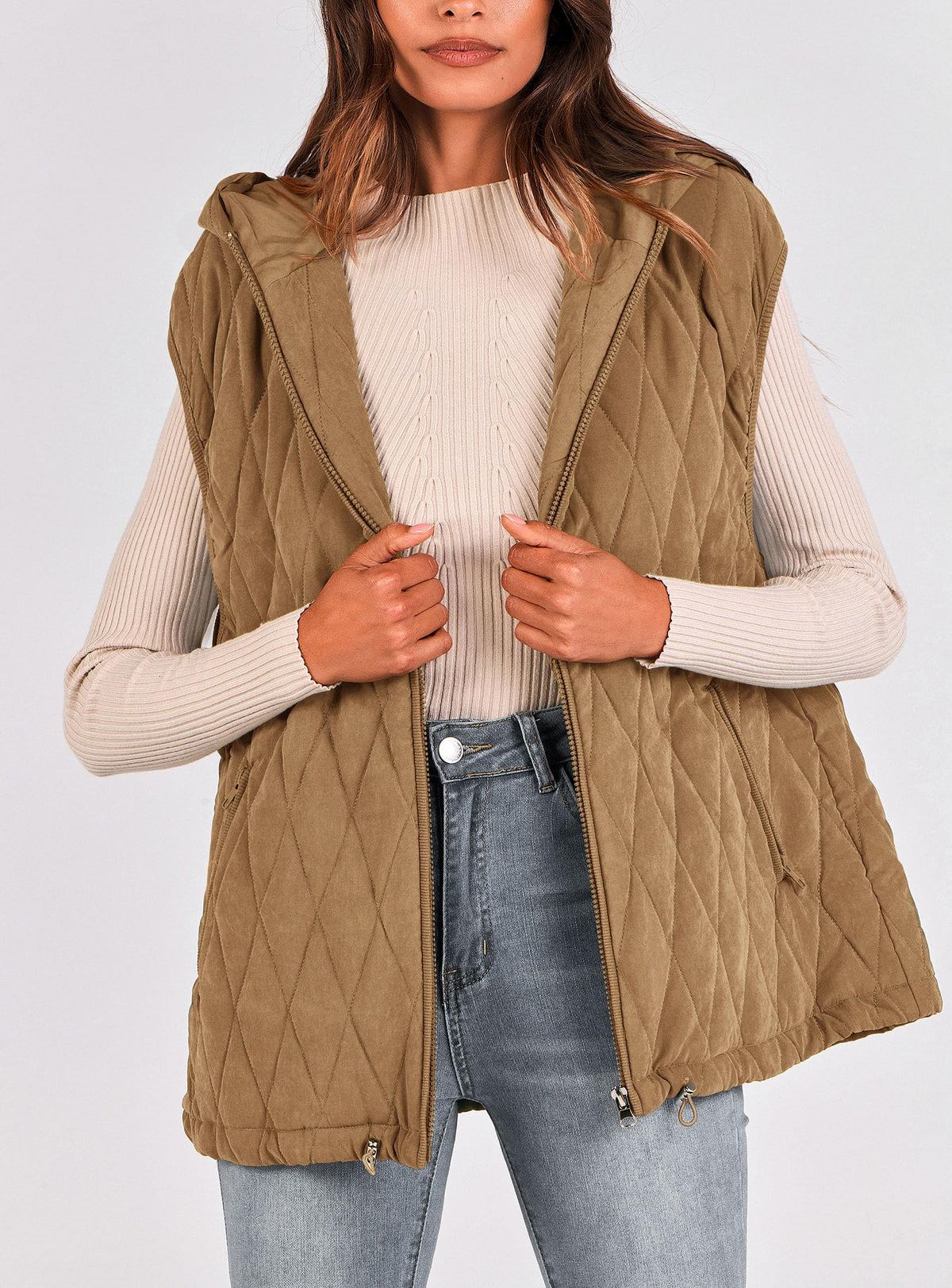 PRETTYGARDEN Women's 2026 Fall Spring Vest Casual Sleeveless Hooded Zip Up Jacket Trendy Winter Coat Outerwear (Camel,X-Large) 🍁 All In One Marketplace Canada