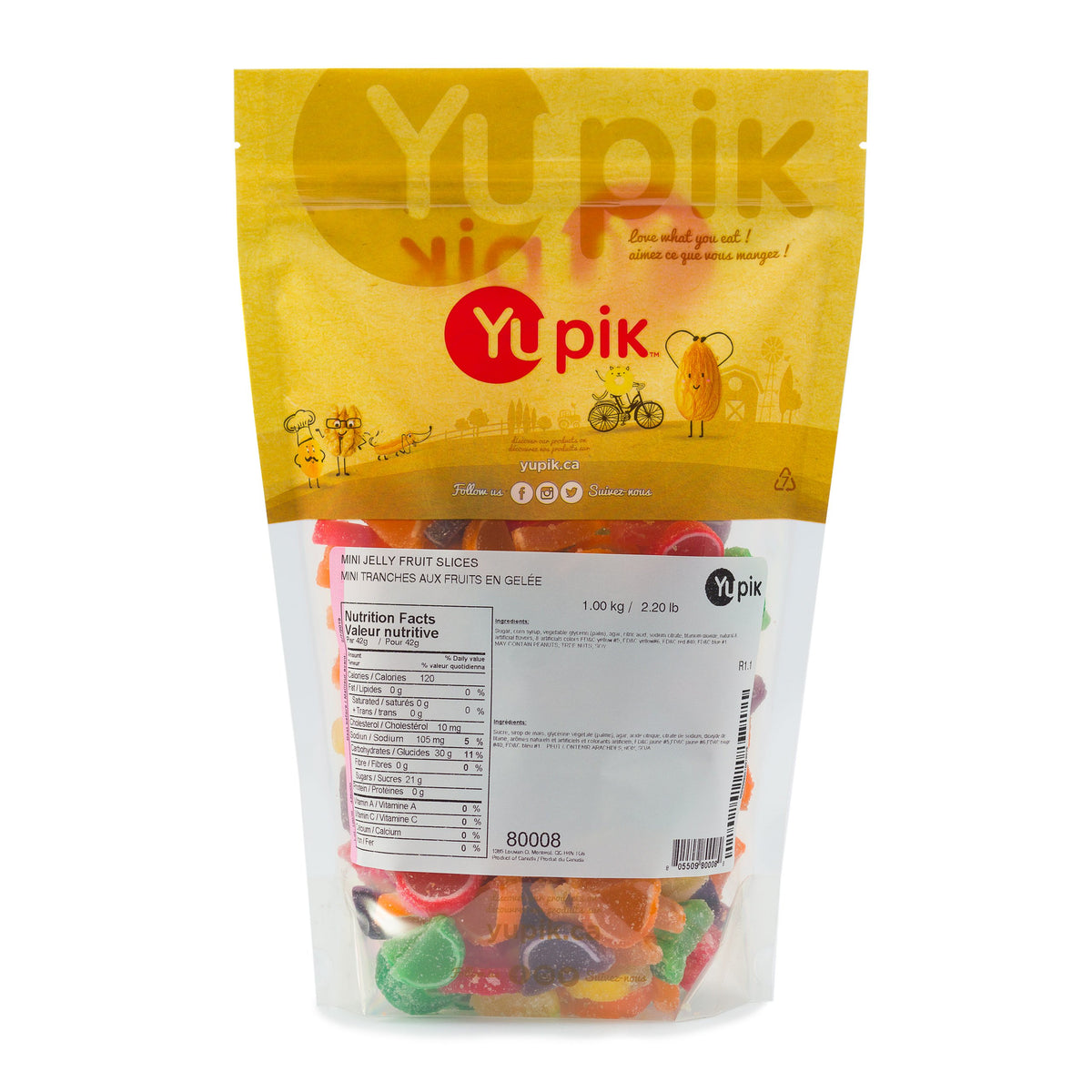 Yupik Mini Jelly Fruit Flavored Slices, 1 kg , 6 Count, Gluten-Free, Colorful Candy, Soft & Chewy, Fruity Flavors, Sugary Coating, Delicious Snacks, Ideal for Gifting, Halloween & Holidays