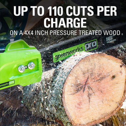 Greenworks PRO 80V 16-Inch Brushless Cordless Chainsaw | Battery Powered Electric Handheld Chainsaw | Auto Oiler Portable for Garden Yard Tree Felling, Firewood Cutting Logging Pruning, Tool Only