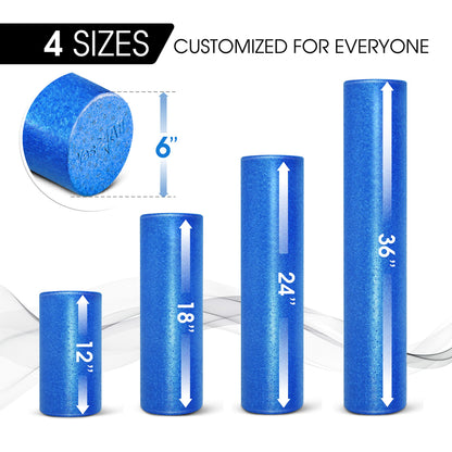 Yes4All High-Density EPP Round Back Roller Foam, Foam Roller for Yoga, Pilates & Stretching - 12, 18, 24, 36 inch