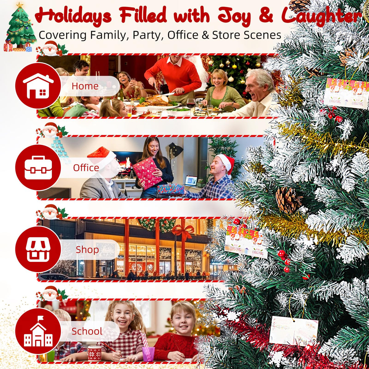 Artificial Christmas Tree, 6FT Holiday Xmas Tree 1400 Branch Tips, Upgraded Metal Base, Includes 6 Different Decorations 🍁 All In One Marketplace Canada