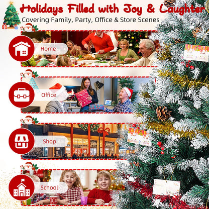 Artificial Christmas Tree, 6FT Holiday Xmas Tree 1400 Branch Tips, Upgraded Metal Base, Includes 6 Different Decorations 🍁 All In One Marketplace Canada