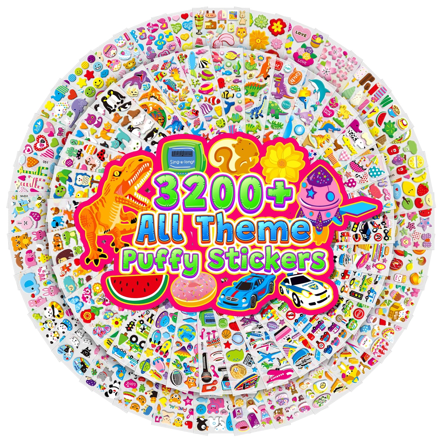3200+ Stickers for Kids, 3D Puffy Stickers, 64 Different Sheets, Cute Animals Stickers for Boys Girls Teachers, Classroom Reward, Craft Scrapbooking, Party Gift - Available at All In One Marketplace Canada