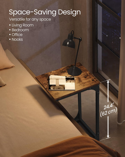 VASAGLE C-Shaped End Table, Small Side Table for Couch, Sofa Table with Metal Frame for Living Room, Bedroom, Bedside, Rustic Brown and Black ULET350B01 - Available at All In One Marketplace Canada