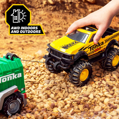 Tonka Steel Classics, Classic 4x4 Pickup Truck – Made with Steel and Sturdy Plastic, Yellow Friction Powered, Boys and Girls, Toddlers Ages 3+, Big Construction Vehicle, Birthday Gift, Holiday Tonka