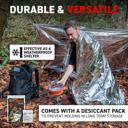 72HRS MIL-SPEC Emergency Thermal Mylar Blanket (137 × 224 cm, Pack of 4) 🍁 All In One Marketplace Canada