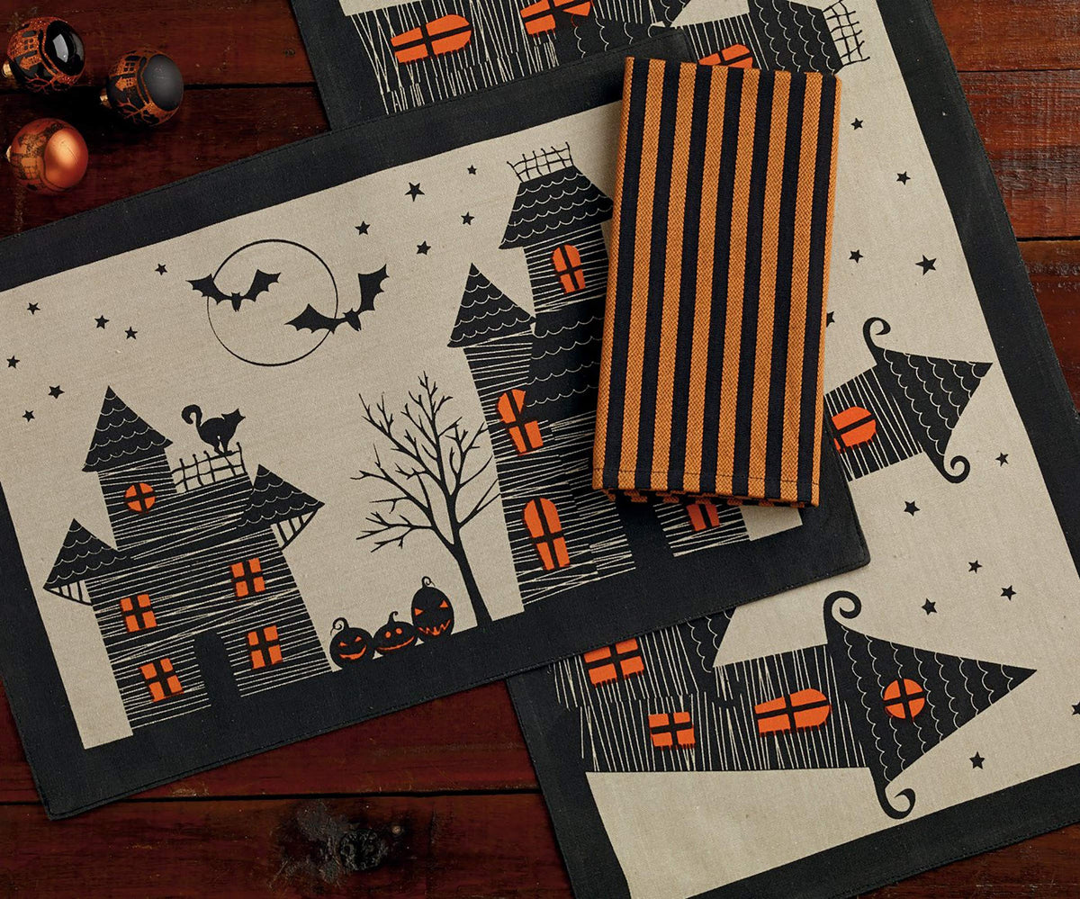 DII 100% Cotton, Spooky Scary Haunted House Halloween Table Runner, 14 by 72-Inch
