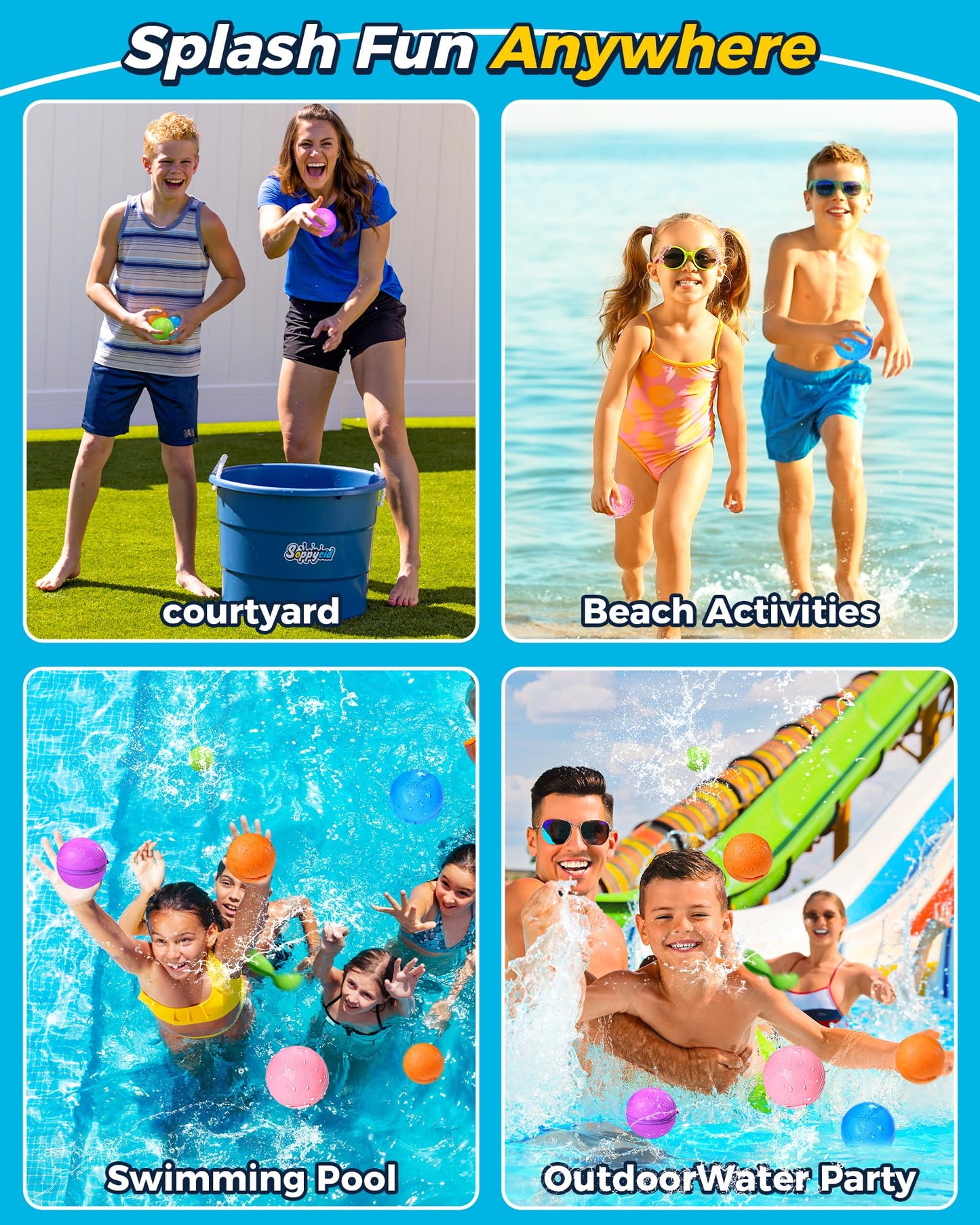 Reusable Water Bomb Balloons, Silicone Water Splash Ball with Mesh Bag, Quick Self-Sealing Water Bomb for Kids Adults Outdoor Activities Water Games Toy Outside Summer Fun Party Supplies (12Pack)