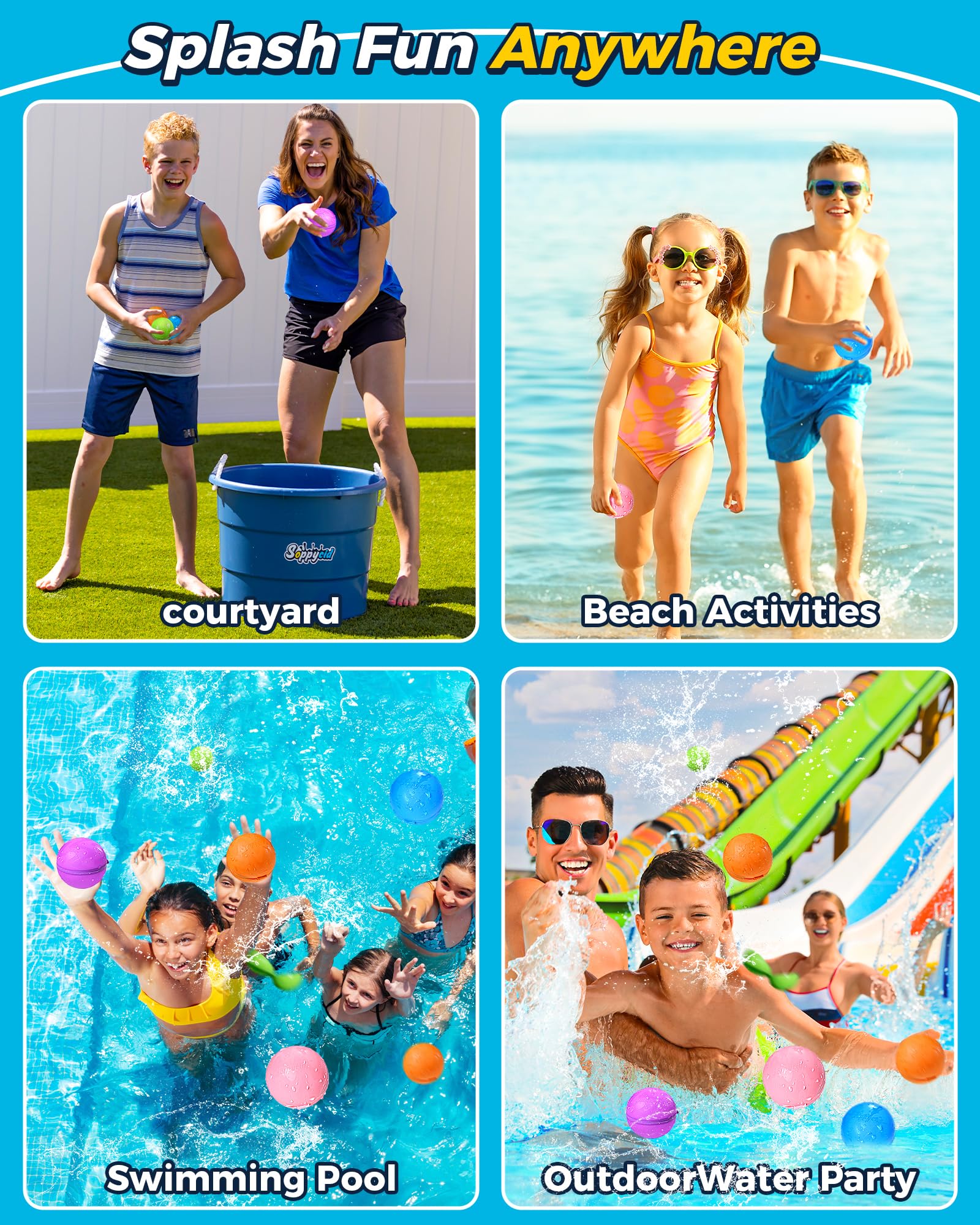 Reusable Water Bomb Balloons, Silicone Water Splash Ball with Mesh Bag, Quick Self-Sealing Water Bomb for Kids Adults Outdoor Activities Water Games Toy Outside Summer Fun Party Supplies (12Pack)