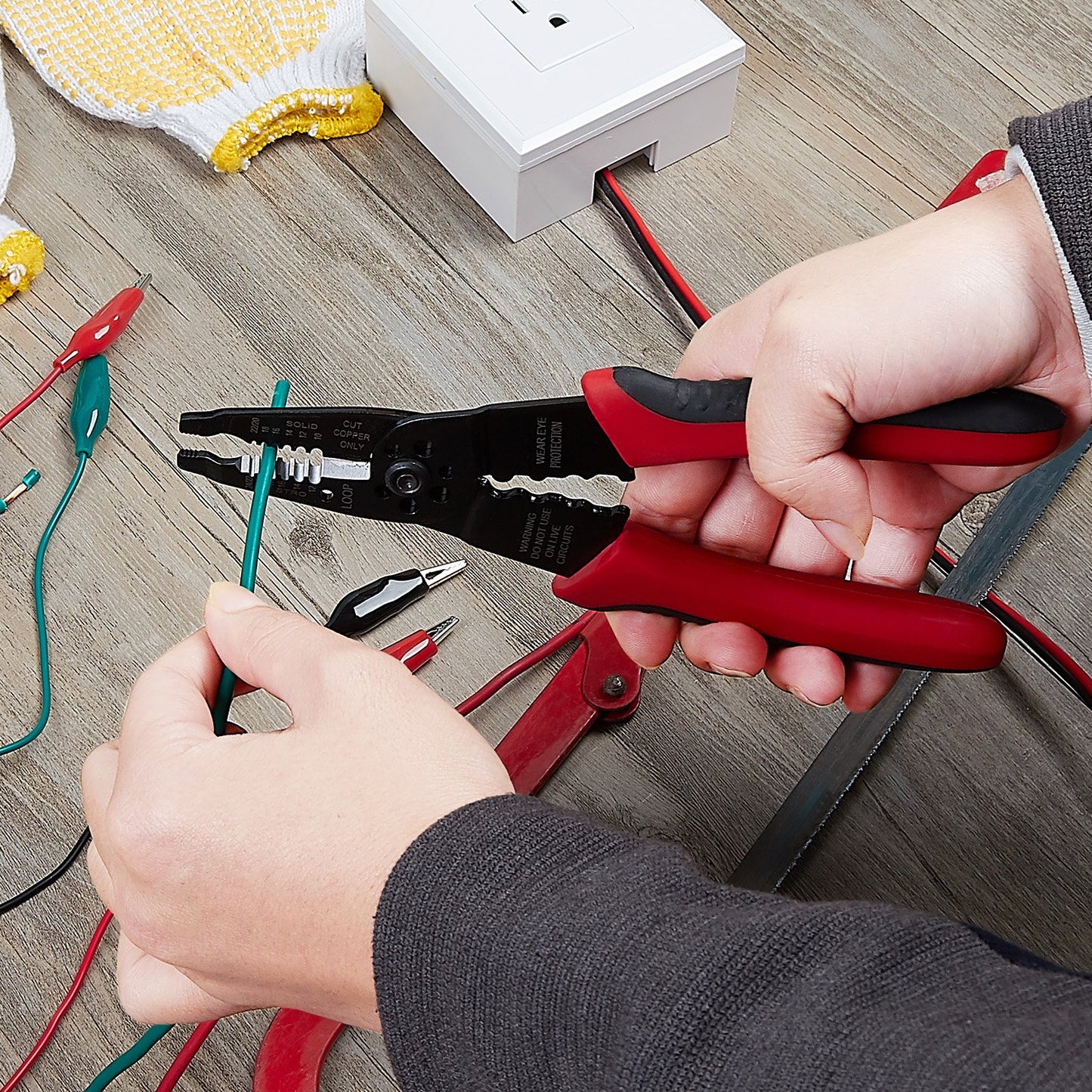 WGGE WG-015 Professional 8-inch Wire Stripper/Wire Crimping Tool, Wire Cutter, Wire Crimper, Cable Stripper, Wiring Tools and Multi-Function Hand Tool(ONLY Sold by W&G Global Electronics INC) - Available at All In One Marketplace Canada