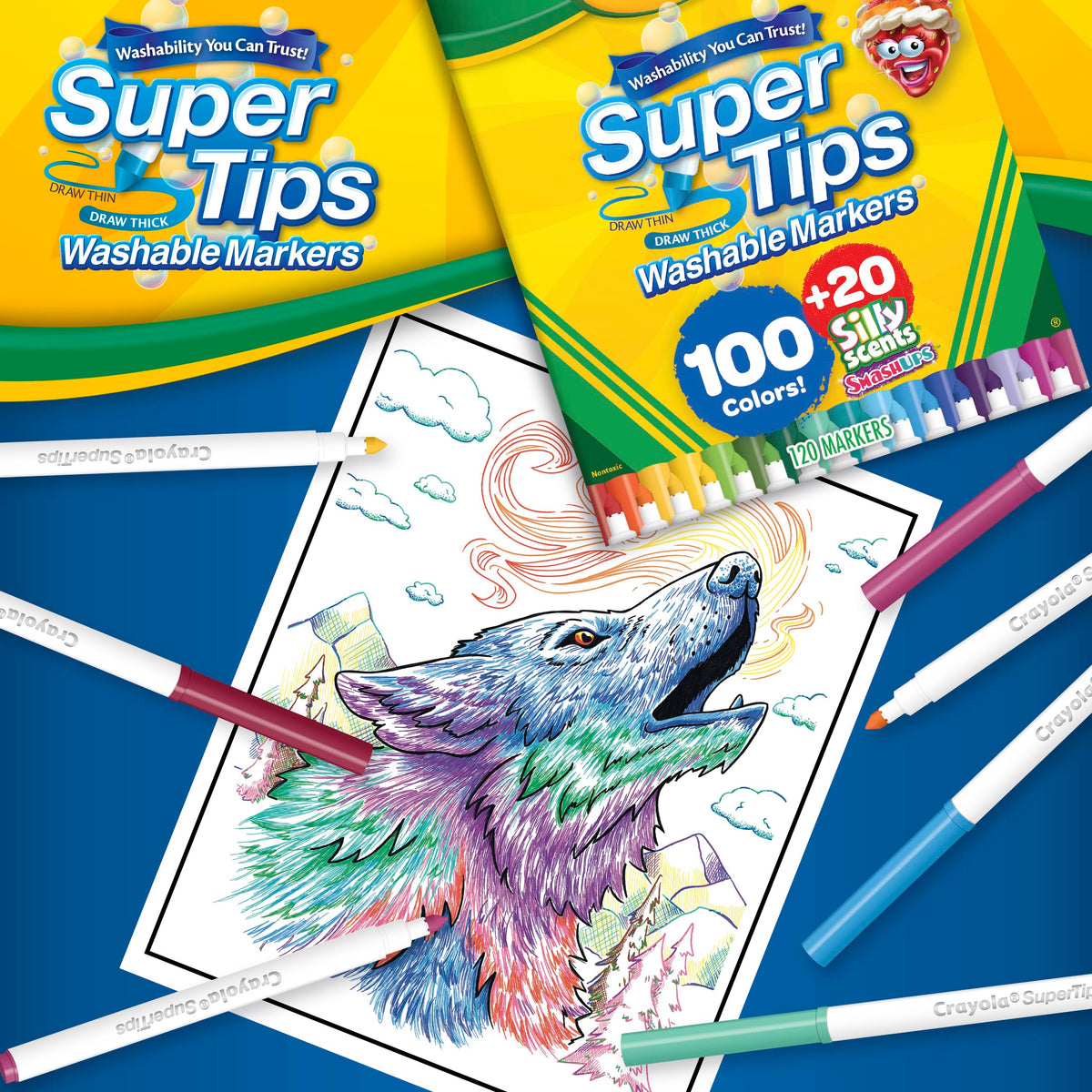 Crayola Super Tips Washable Markers, 120 Count, Holiday Toys, Gift for Boys and Girls, Kids, Stocking , Arts and Crafts, Gifting 🍁 All In One Marketplace Canada