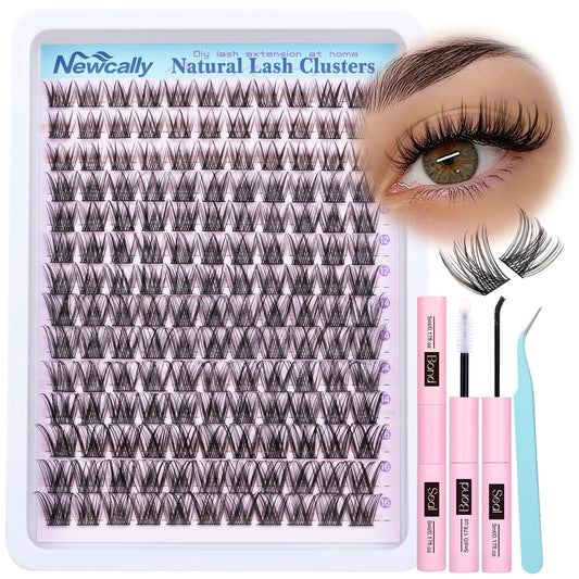 Lash Clusters Kit Wispy Natural Cluster Eyelash Extension Kit DIY Lash Extension Kit C Curl 10-16MM Eyelash Clusters Volume Individual Lashes Kit by Newcally - Available at All In One Marketplace Canada