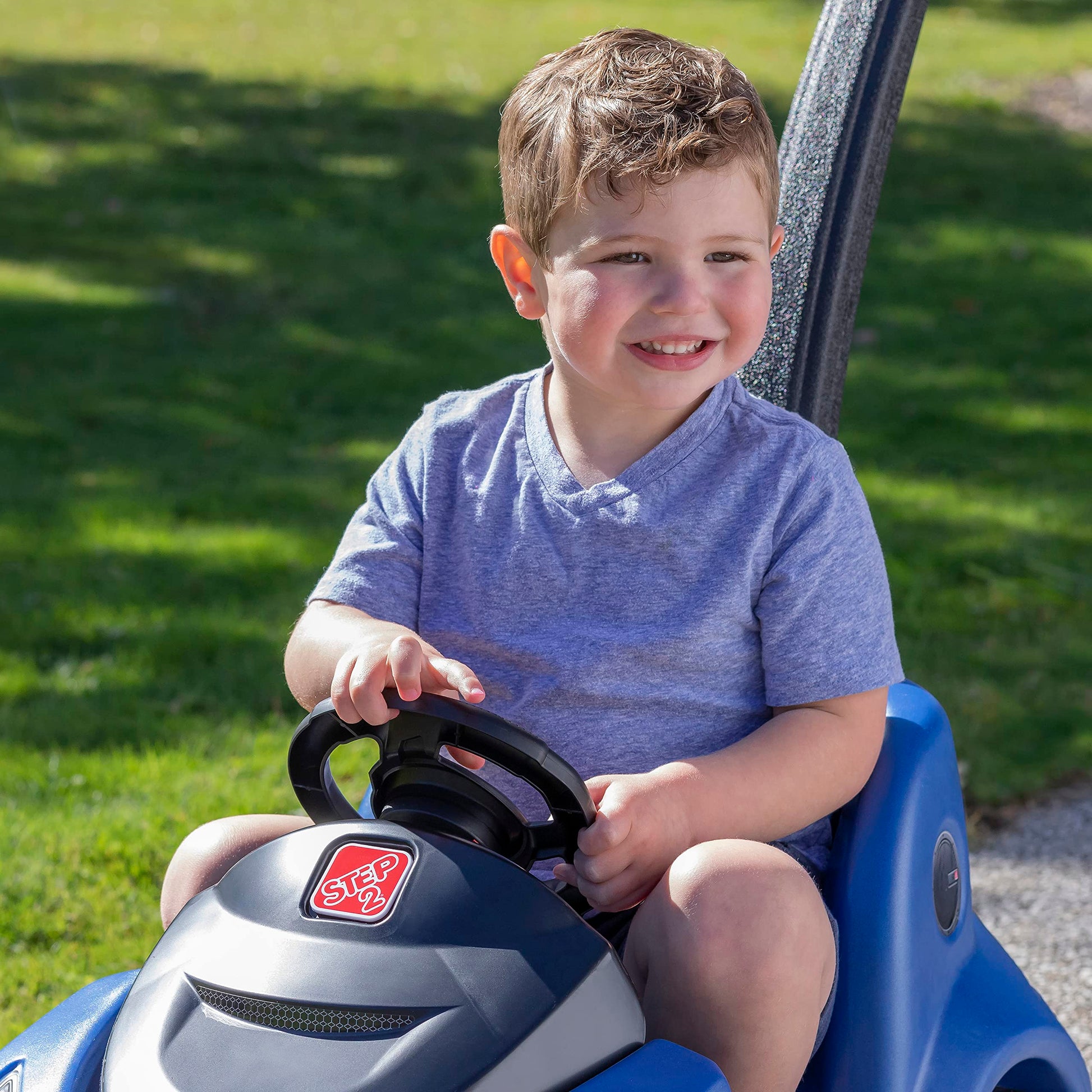 Step2 Push Around Buggy GT Kids Push Car, Ride On Toy, Stroller Substitute, Includes Seat Belt & Horn, Made of Durable Plastic, Max Weight 50 lbs., for Toddlers 1.5-3 Years Old, Blue Step2