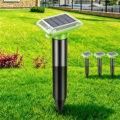 Solar-Powered Animal Ground Stakes 4 Pack, Waterproof Outdoor Yard Protector Accessories for Lawn, Yard and Garden (Green) - Available at All In One Marketplace Canada