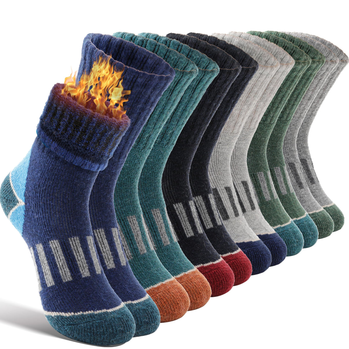 Kids Merino Wool Hiking Socks Boys Toddlers Thermal Winter Thick Warm Crew Cushion Socks Gift Stocking Stuffers for Kids 6 Pairs 4 5 6 7 8 9 10 11 12 Years(Assorted,8-12 Y) 🍁 All In One Marketplace Canada