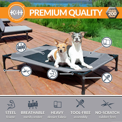 K&H Pet Products Outdoor Elevated Dog Cot, Breathable Cooling Elevated Cot Hammock Pet Bed for Large Dogs, Washable Mesh Cover, Raised Metal Frame, Collapsible, Portable - Large 42 X 30in Gray 🍁 All In One Marketplace Canada