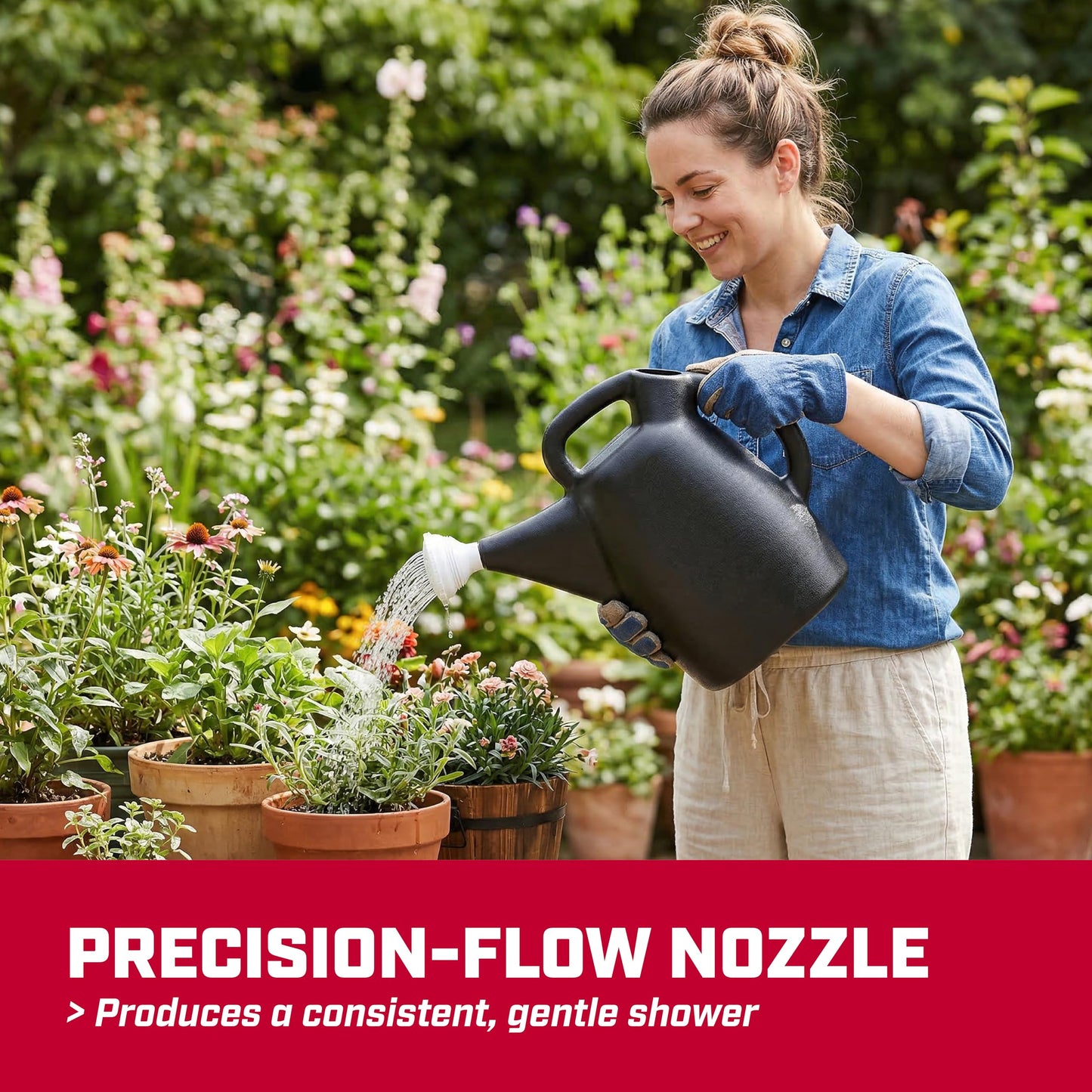 Chapin 47998 Watering Can, 2 Gallon (9 Liters), Indoor and Outdoor Plants, Lawn, Garden, Removable Nozzle, Drip-Free Sprinkler Head, Recycled Plastic, Black - Available at All In One Marketplace Canada