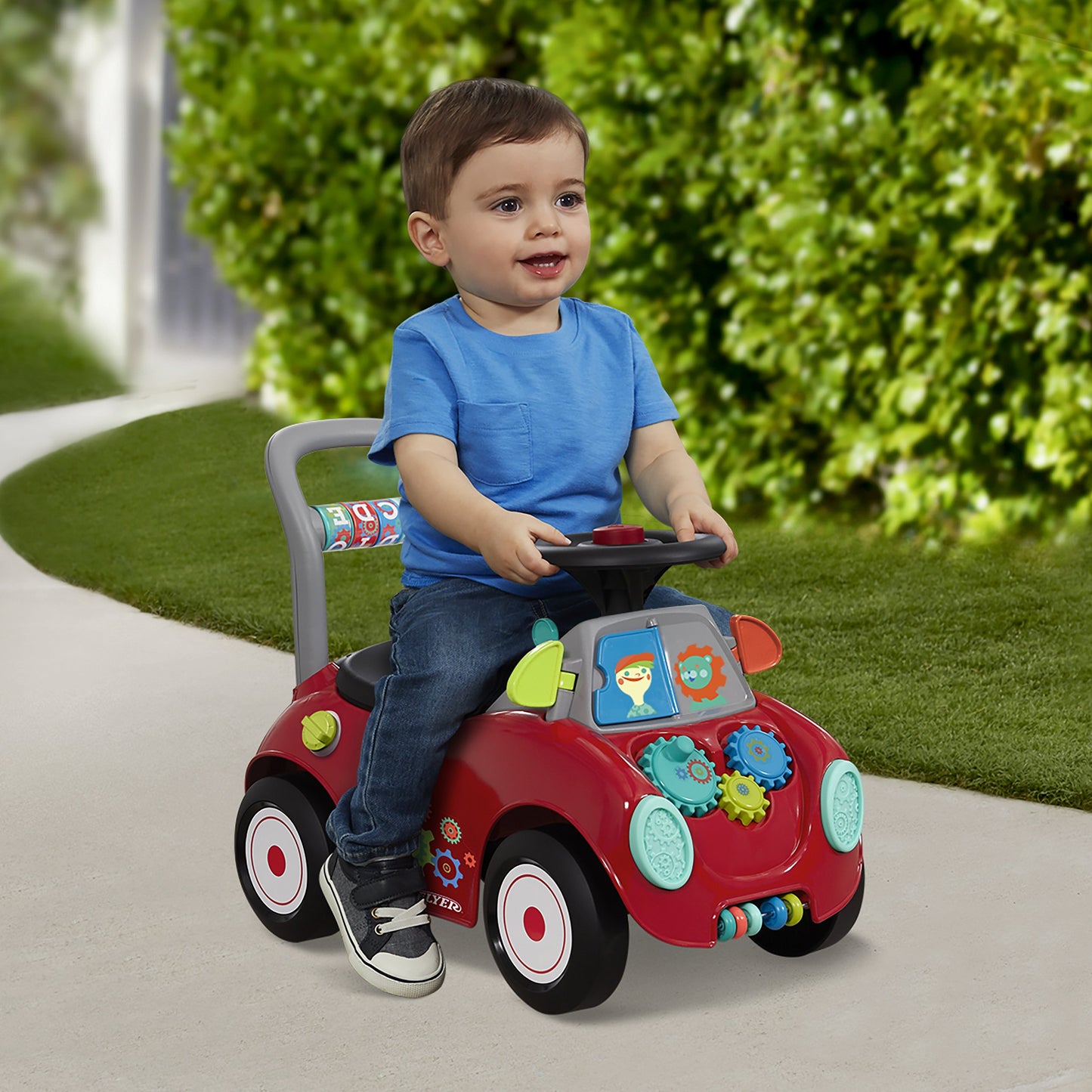 Radio Flyer Busy Buggy, Sit to Stand Toddler Ride On Toy, Ages 1-3, Red Radio Flyer