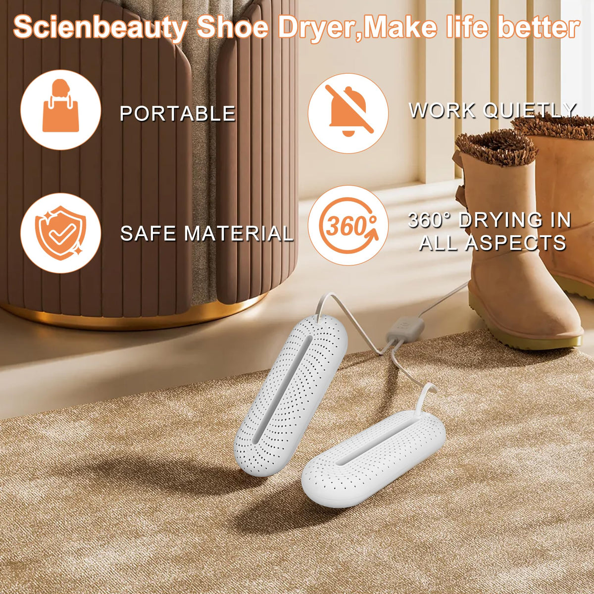 Scienbeauty Boot Dryer Shoe Dryer, Portable Footwear Dryers Machine with 3 Timer Modes for Rainy Seasons Winter Travel, Folding Foot Warmer Quick Drying for Shoes, Gloves, Socks, Ski Boots (US Plug) 🍁 All In One Marketplace Canada