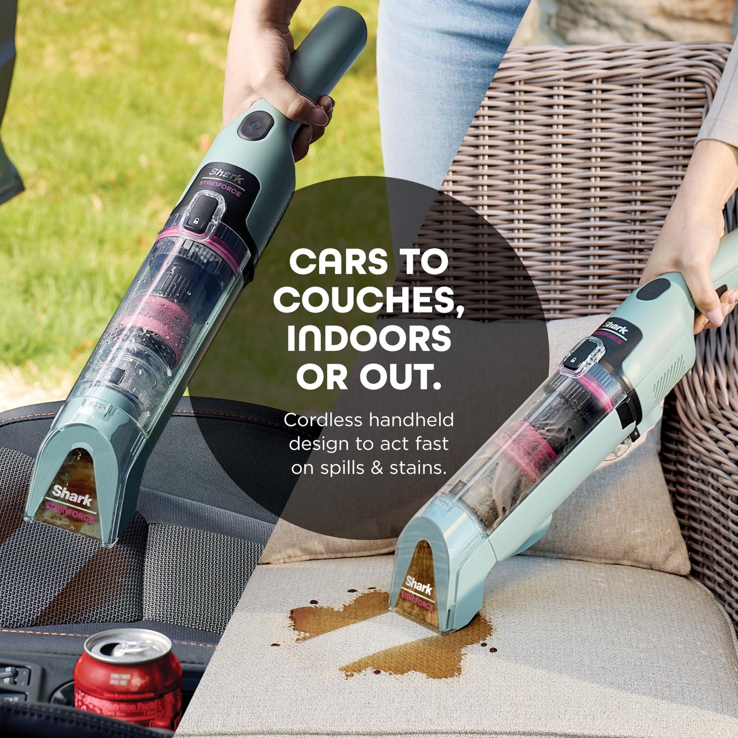 Shark StainForce Cordless Spot Cleaner, Dual-Activated Formula, OXY-Powered Stain Cleaning, Indoor/Outdoor, Carpets, Upholstery, Car Seats & Stairs, Pet Urine & Odor Remover, HX101C (Canadian Version) - Available at All In One Marketplace Canada