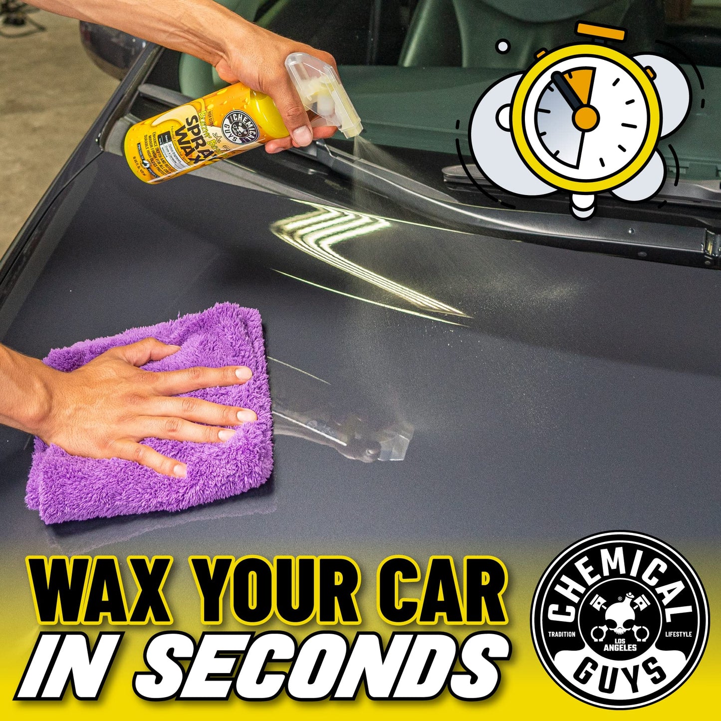 Chemical Guys Blazin' Banana Spray Wax for Car Shine & Protection - Natural Carnauba Formula for Glossy Finish on Paint, Chrome, Metal & Glass - Easy Spray-On, Wipe-Off Application, 473 ml Chemical Guys