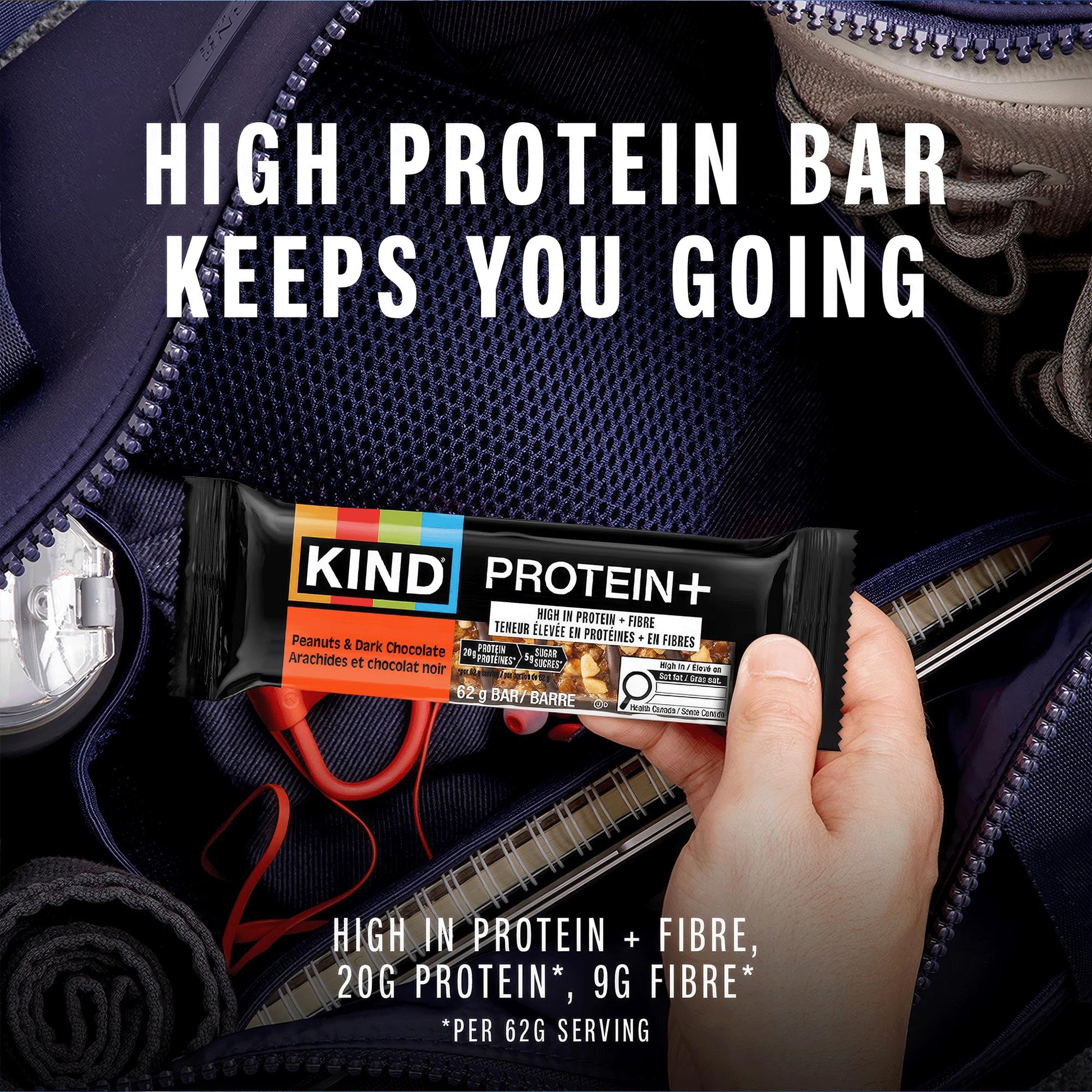 KIND PROTEIN+ Peanuts & Dark Chocolate, 62 g, 12 Count KIND