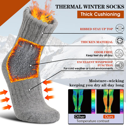 Merino Wool Thermal Boot Socks for Men Women Warm Thick Winter Hiking Cozy Christmas Stocking Stuffers Socks 3 Pairs(Beige/Black/Grey,M) 🍁 All In One Marketplace Canada
