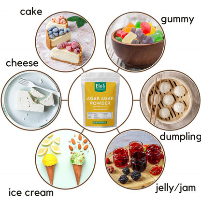 Elo's Premium Agar Agar Powder (250g) - Plant-Based Gelling Agent for Vegan Cheese, Jellies & Desserts