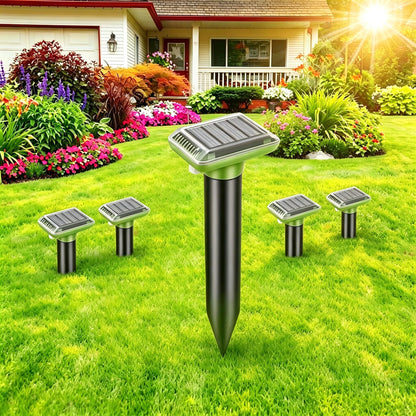 Solar-Powered Animal Ground Stakes 4 Pack, Waterproof Outdoor Yard Protector Accessories for Lawn, Yard and Garden (Green) - Available at All In One Marketplace Canada