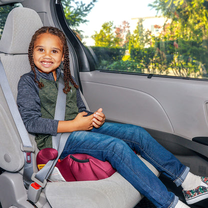 Diono Solana 2022, No Latch, Single Backless Booster Car Seat, Lightweight, Machine Washable Covers, Cup Holders, Pink