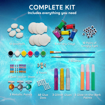 12 Kids Sea Shell Painting Kit-Glow in The Dark-Arts & Crafts for Boys and Girls Ages 6-12, 8-12, Art Supplies, Craft Paint Kits, Creative Art Toys for Kids Easter Christmas Birthday Party Gift 🍁 All In One Marketplace Canada