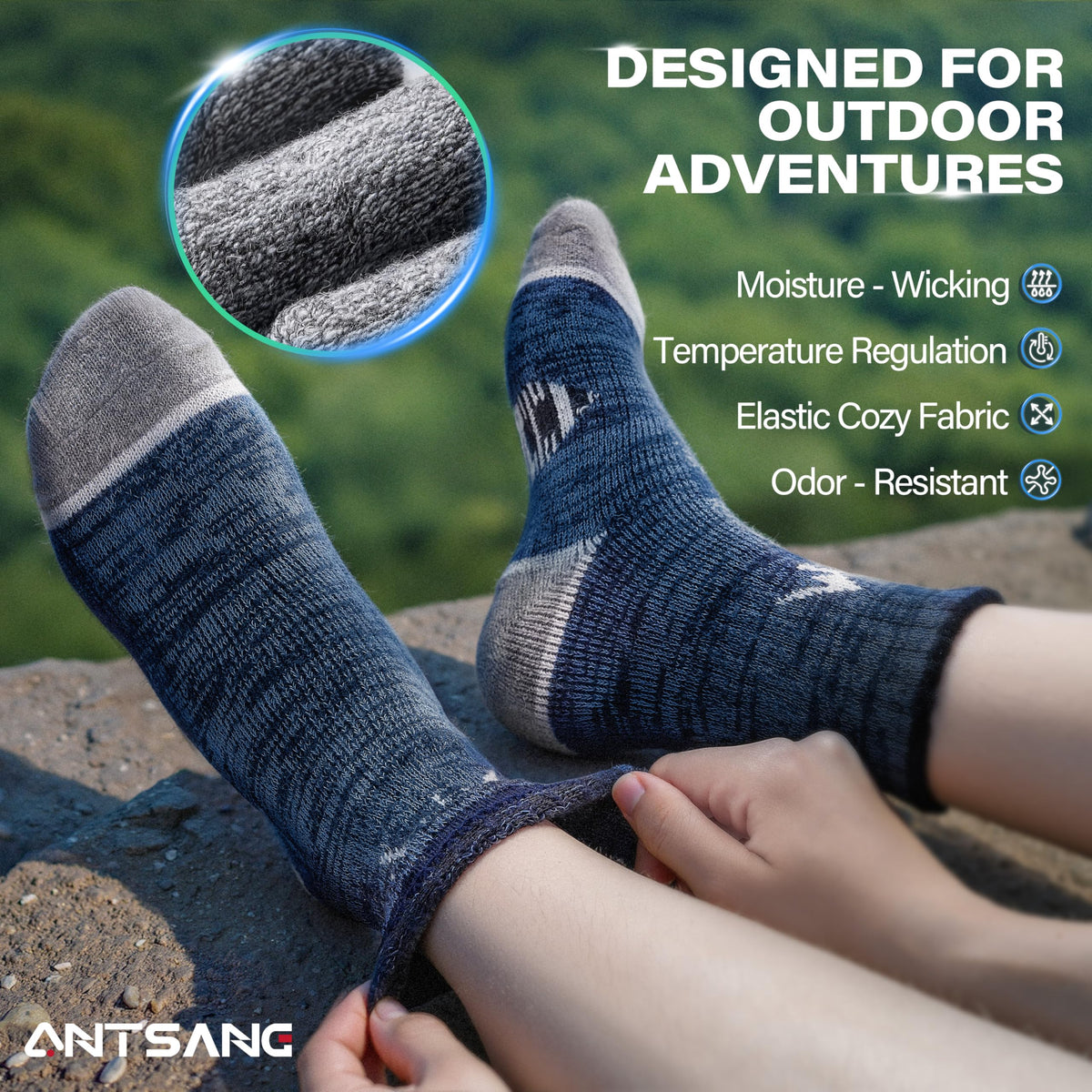 ANTSANG Kids Toddlers Boys Girls Merino Wool Hiking Athletic Crew Socks 🍁 All In One Marketplace Canada