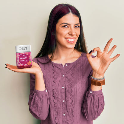 OLLY Undeniable Beauty Gummy Supplement for women Grapefruit Glam with biotin, keratin and vitamins C & E 30 day Supply, 60 gummies - Available at All In One Marketplace Canada