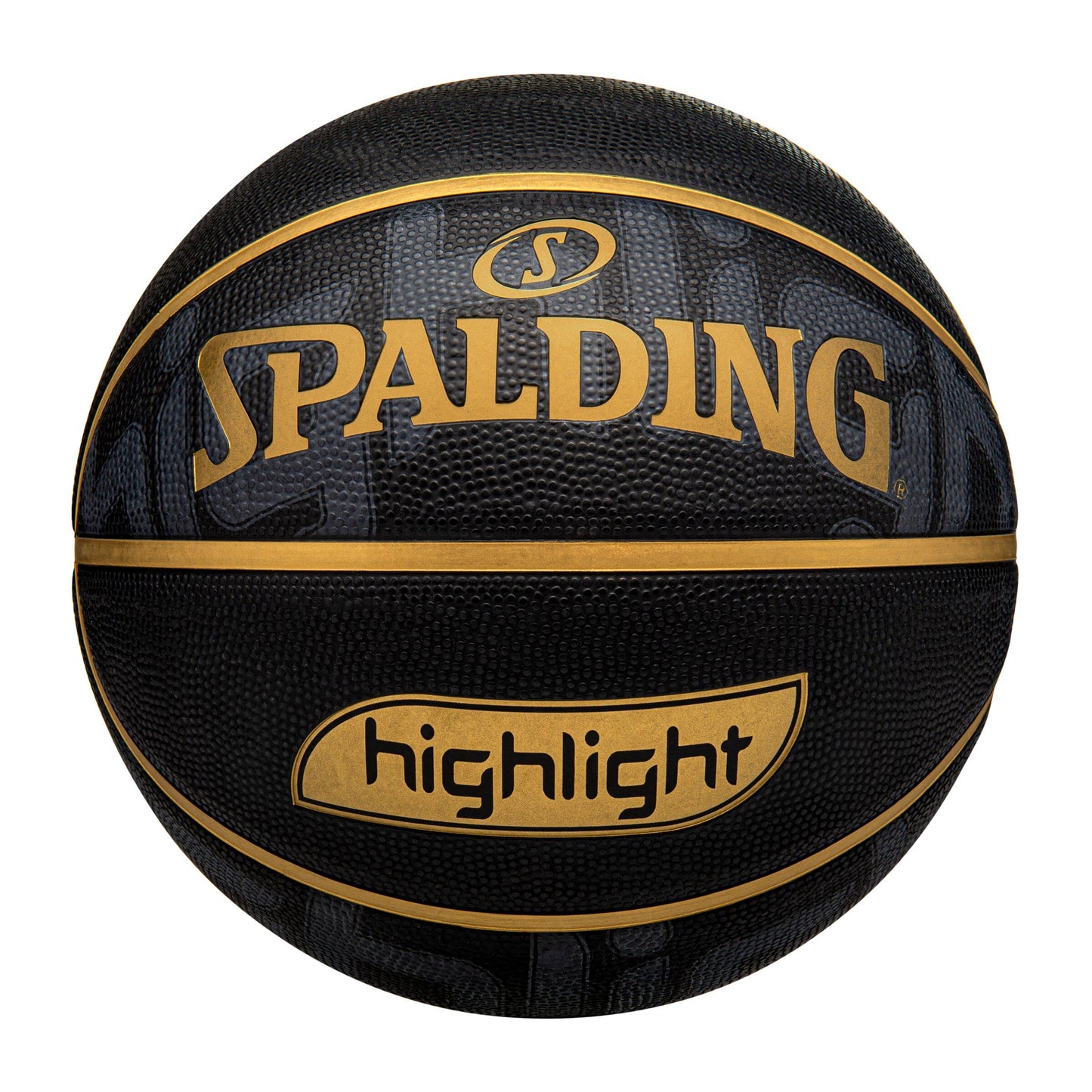 Spalding Highlight Black/Gold Rubber Outdoor Basketball, Size 7 (29.5") Spalding