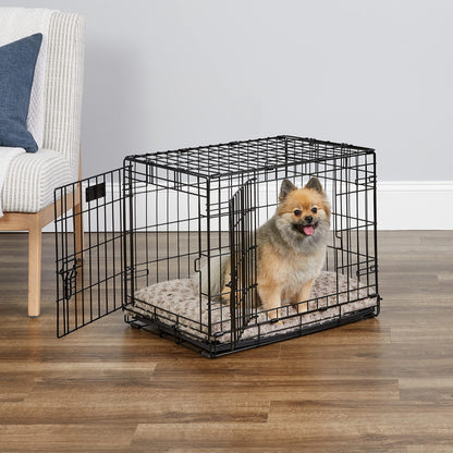 MidWest Homes for Pets 24-Inch iCrate for Small Breeds, 12-20 lbs, Double Door Folding Dog Crate with Divider Panel, Leak-Proof Tray & Secure Latches, Portable, Durable & Easy to Assemble